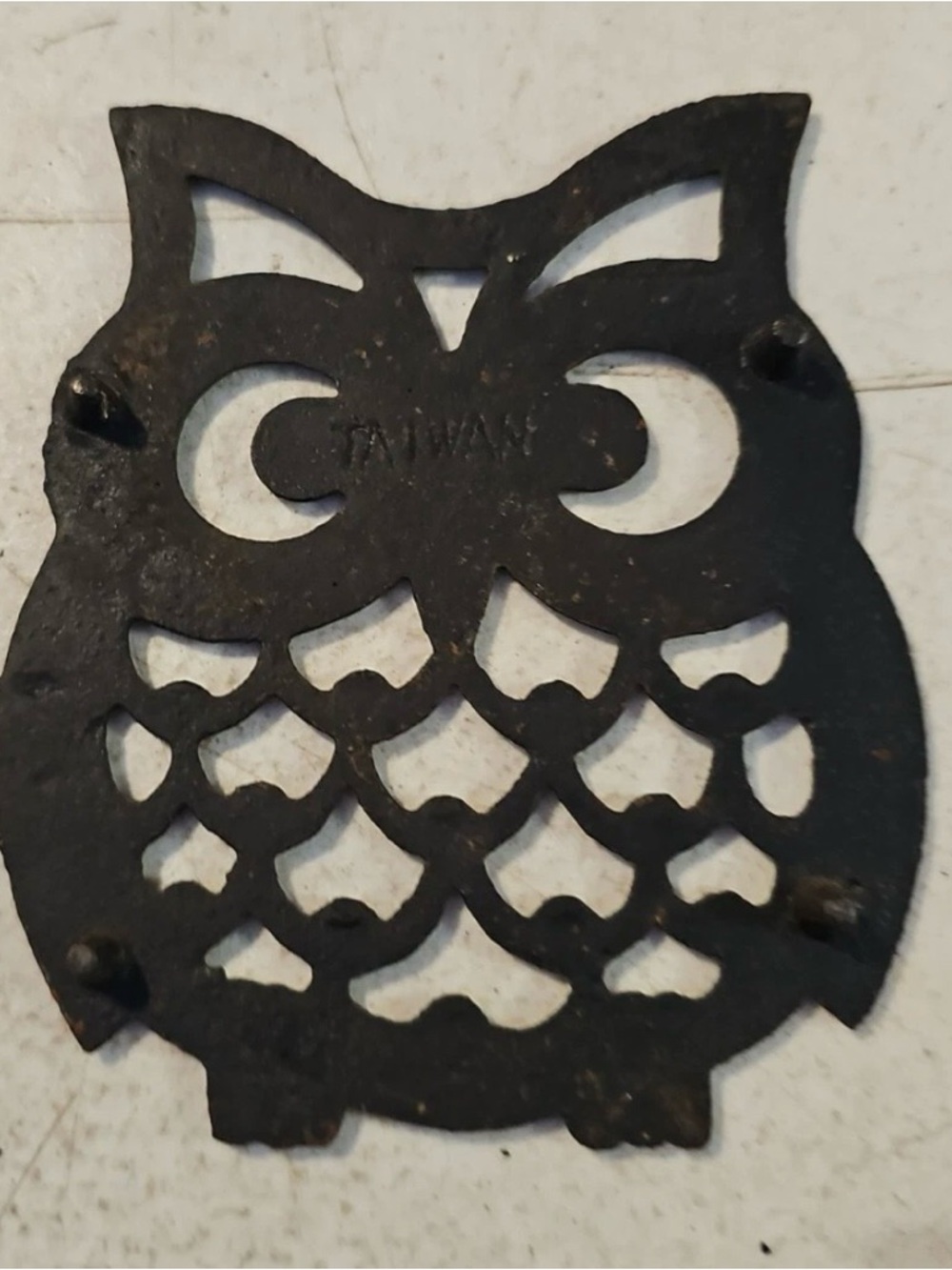 Vintage Cast Iron Owl Trivets SET OF 3 Black Footed Hot Plate holders grey6 - Picture 2 of 3